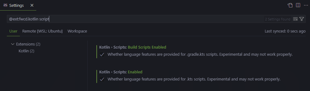 VSCode Kotlin Settings